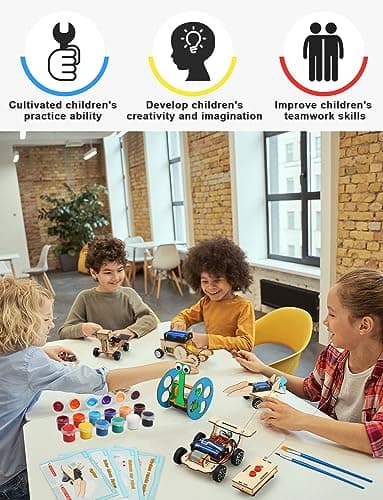 Poraxy 5 in 1 STEM Model Car Kits, STEM Projects for Kids, Boys Toys Age 8-10, 3D Wooden Puzzles, Crafts Educational Science Building Kit, Birthday Gifts for 8 9 10 11 12 Year Old Boys and Girls - Image 6