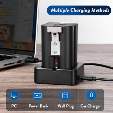 Ring Battery 2 Pack with Charger Station, 6040mAh Rechargeable Replacement Battery V4 for Ring-Video Doorbell 2/3/3plus/4, Stick Up Cam and Spotlight Cam (2 Pack Battery with Black Dock) - Image 6