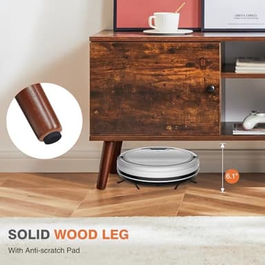 Sweetcrispy TV Stand for 55 60 inch TV, Modern Mid Century Entertainment Center with Storage, Media Console Table 2 Cabinet, Soft Hinge, Handle Door, Wooden Living Room, Office Furniture, Rustic Brown - Image 6