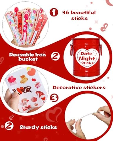 xiheer Date Night Ideas for Couples, 36 Date Night Sticks Couples Games for Boyfriend Girlfriend, Engagement Husband Wife Bridal Anniversary Wedding for Him and Her - Image 3