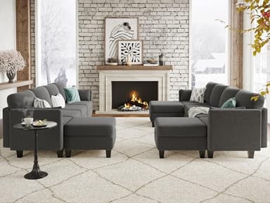 Huatean Home Modular Sectional Sofa, Convertible U Shaped Sofa Couch with High Density Memory Foam, 6 Seat Comfy Modular Sofa Couch for Living Room, Modern U Shaped Sectional Sofa, Dimgrey - Image 2