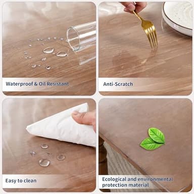 Eisdroma 42 x 102 Inch Clear Table Cover Protector, 2mm Thick Clear Table Protector for Dining Room Table, Plastic Table Cover, Waterproof Table Pad for Kitchen, Office - Image 5