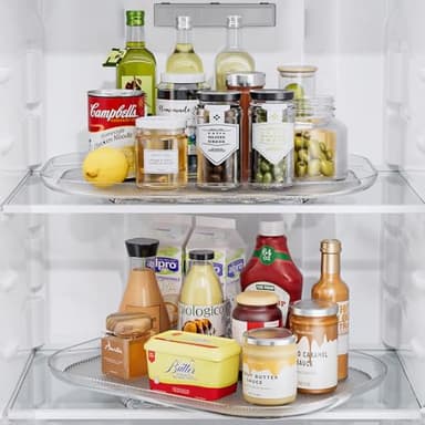 LAMU Lazy Susan Organizer 14.56''x11'' for Refrigerator Organizers and Storage Fridge Organization, Turntable Condiment Organizer for Kitchen, Table Top, Cabinet, Pantry, Countertop, 1 Pack - Image 8