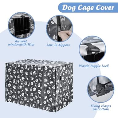 Dog Crate Cover 49 inch - Double Door, Dog Kennel Indoor, Waterproof Dog Kennel Cover with Air Vent Window, for Indoor/Outdoor Most Wire Dog Crate(Grey) - Image 3