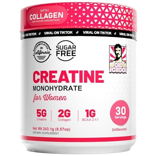 Old School Labs Creatine for Women Post-Workout Supplement - 5000mg Creatine, 2000mg Hydrolyzed Bovine Collagen & BCAA 2:1:1 for Lean Muscle Growth, Fast Recovery & Stamina - 30 Servings - Image 1