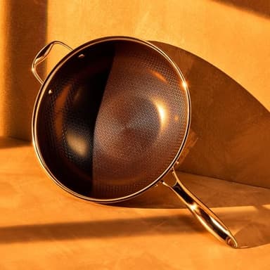 HexClad Hybrid Nonstick 12-Inch Wok, Stay-Cool Handle, Dishwasher-Friendly, Oven-Safe Up to 900°F, Induction Ready, Compatible with All Cooktops - Image 2