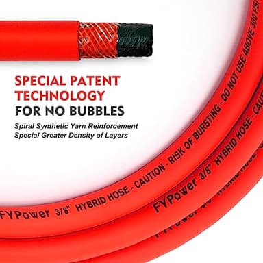 FYPower Air Compressor Hose 3/8 Inch x 50 Feet Hybrid Hose with Fittings, Flexible and Kink Resistant, 1/4" Industrial Quick Coupler and Plug Kit - Red - Image 3