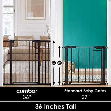 Cumbor 36" Extra Tall Baby Gate for Dogs and Kids with Wide 2-Way Door, 29.7"- 46" Width, and Auto Close Personal Safety for Babies and Pets, Fits Doorways, Stairs, and Entryways, Black - Image 9