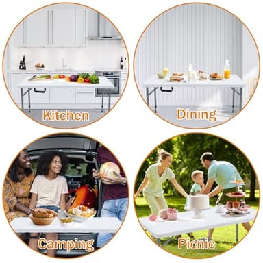 Lakhow 122CZ Folding Table 4-Foot Portable Small Table Semi Practical Table Small Indoor and Outdoor Adjustable Height with Handle Folding Table, Camping and Gathering - Image 5