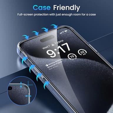 Fotbor [3+3 Pack for iPhone 15 Pro Max Screen Protector with Camera Lens Protector, Tempered Glass Shatterproof Easy Installation Frame, HD Clear Full Coverage iPhone 15 Pro Max Accessories 6.7 Inch - Image 9