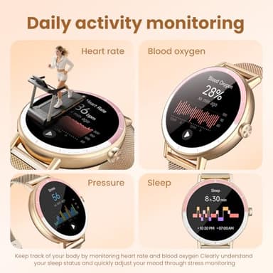 KEEPONFIT Smart Watches for Women Android/iPhone, IP68 Waterproof Fitness Tracker with Bluetooth Calls(Answer&Make), Activity Pedometer/Heart Rate/SpO2 Monitor/100+ Sports Model - Image 3