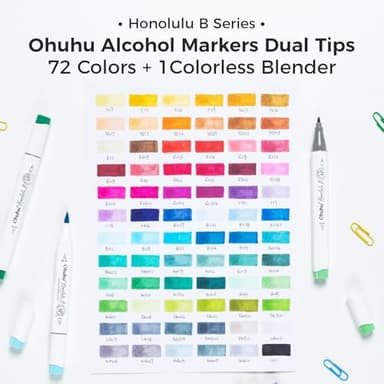 Ohuhu Alcohol Markers Brush Tip - Double Tipped Art Marker Set for Artist Adults Coloring Illustration- 72 Colors- Alcohol-based Refillable Ink - Fine & Brush Dual Tips - Honolulu B of Ohuhu Markers - Image 5