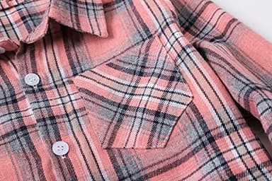 SANGTREE Boys Long Sleeves Flannel Plaid Button Down Shirt Tops Pink Plaid, 12-18 Months = Tag 80 - Image 5
