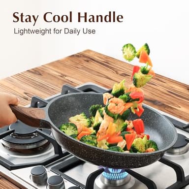 SENSARTE Nonstick Frying Pan Skillet with Lid, Omelet Pan with Cover, Healthy Cooking Chef's Pan, Kitchen Cooking Pan, Free of Intentionally Added PFOA/PFOS (12.5inch + Glass Lid) - Image 6