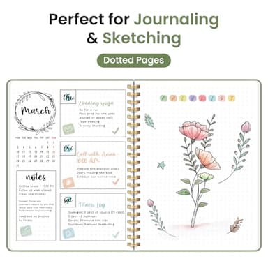 Dotted Spiral Journal Notebook for Women & Men, 140 Pages, Bullet Dotted Notebook for Journaling & Note Taking, Journals for Writing, A5(6"x8") - Green - Image 3