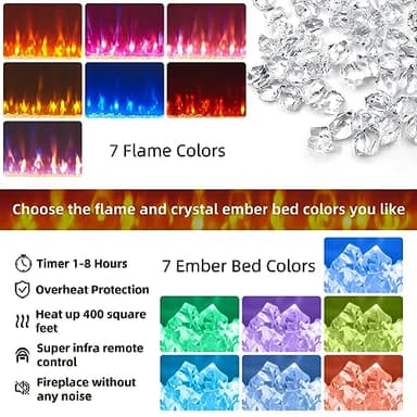 OKD Fireplace TV Stand for 80 Inch TV, Farmhouse Entertainment Center with 42" Fireplace & LED Lights, Modern Media Console Table with Storage Drawers & Cabinets for Living Room, Light Rustic Oak - Image 3