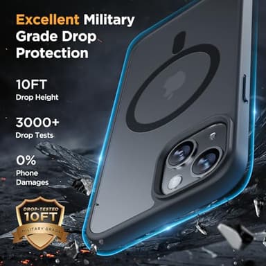 Miracase Magnetic for iPhone 15 Case (Compatible with MagSafe)（with 2X Screen Protectors） Military-Grade Protection, Anti-Fingerprint Translucent Matte Phone Cover for iPhone 15 6.1 inch, Black - Image 4