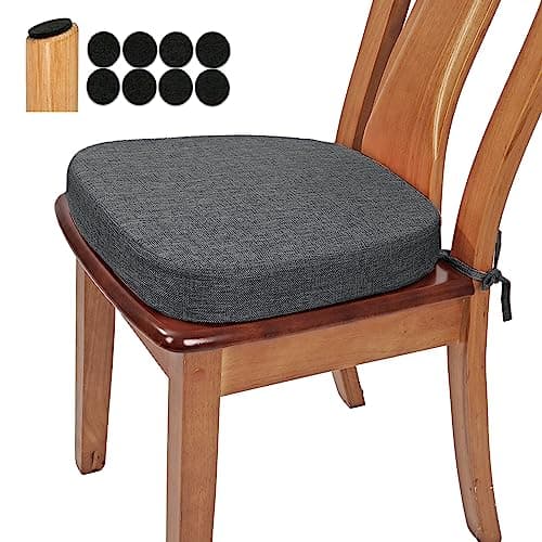 BUYUE Thickened 2.5" Friendly Woven Fabric Dining Chair Cushion, U-Shape High Density Foam Comfortable Chair Pad for Kitchen, Slip Resistant Indoor Seat Cushion (1 Piece, Dark Gray) - Image 1