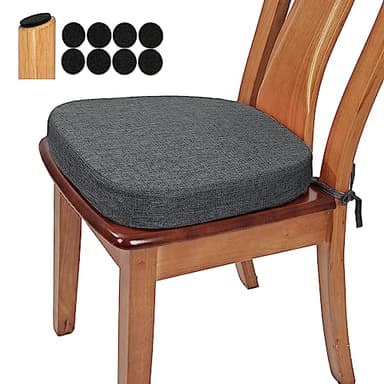 BUYUE Thickened 2.5" Friendly Woven Fabric Dining Chair Cushion, U-Shape High Density Foam Comfortable Chair Pad for Kitchen, Slip Resistant Indoor Seat Cushion (1 Piece, Dark Gray) - Image 1
