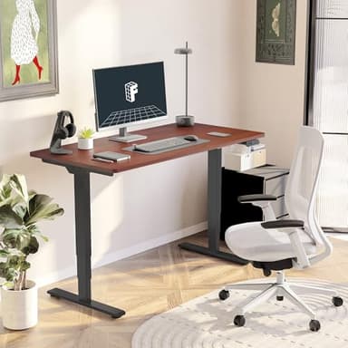 FLEXISPOT E6 Essential 3 Stages Dual Motor Electric Standing Desk 48x30 Inch Whole-Piece Board Height Adjustable Electric Sit Stand Desk(Black Frame + Mahogany Desktop, 2 Packages) - Image 2