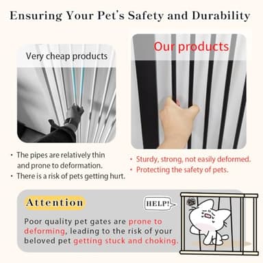 Lumizone Extra Tall Cat Gate 55.12" High Pressure Mounted Extra Wide 2025 New (17 Sizes) 1.37" Gap No Drilling Auto-Close One-Handed Operation Tall Pet Gate for Dogs(Black, 26.18"-29.91"/66.5-75.5cm) - Image 5