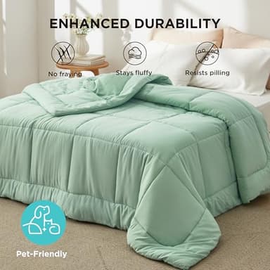 Bedsure Comforter Duvet Insert - Quilted Comforters Oversized King Size, All Season Duvet, GentleSoft Down Alternative Bedding, with 8 Tabs, Gifts for Women, Sage Green, Oversized King 116x98 Inches - Image 8