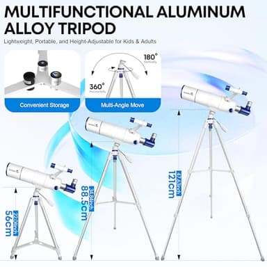 HUGERSTAR Telescope for Adults High Powered, 90mm Aperture 550mm Portable Refractor Telescope for Kids & Astronomy Beginners, Professional Telescopes with Tripod, Phone Adapter, Moon Filter, Carry Bag - Image 5
