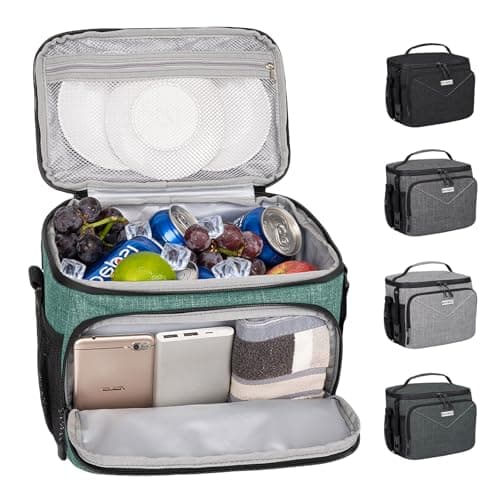 BAVGRED Lunch Box for Men Women,Reusable Large Double Deck Tactical Insulated Lunch Bag with Adjustable Shoulder Strap,Leakproof Tote Cooler Bag for Work Adults Picnic Beach Office-Green,12 Cans - Image 1