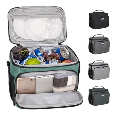 BAVGRED Lunch Box for Men Women,Reusable Large Double Deck Tactical Insulated Lunch Bag with Adjustable Shoulder Strap,Leakproof Tote Cooler Bag for Work Adults Picnic Beach Office-Green,12 Cans - Image 1