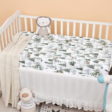 PHF 3 Pack Soft Woodland Crib Sheets Fitted, Silky Comfy Breathable Baby Sheets for Boys Girls Neutral, 28x52 Inches Fits Standard Crib and Toddler Mattresses, Woodland - Image 3