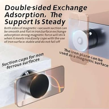 Oudvaker Foldable Magnetic Vacuum Phone Holder, 360° Electric Suction Car Mount, Double-Sided Swivel Stand for Car, Mirror, Gym, Kitchen, Hands-Free Portable Phone Holder (Pink) - Image 5