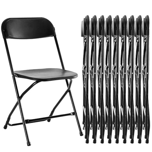 Sweetcrispy Folding Chair 10 Pack, Plastic Foldable Chairs with 330-Pound Capacity, Sturdy Metal Portable Chair, Easy to Use and Store, Outdoor and Indoor, for Home, Office, Party, Comfy, Black - Image 1
