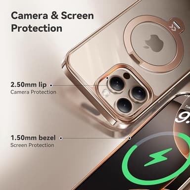 CASEKOO 360 Spin Magnetic Stand Desert Titanium for iPhone 16 Pro Case [Compatible with Magsafe][16FT Military Protection] Slim Polished for iPhone 16 Pro Case with Stand 6.3'', Rose Gold - Image 7