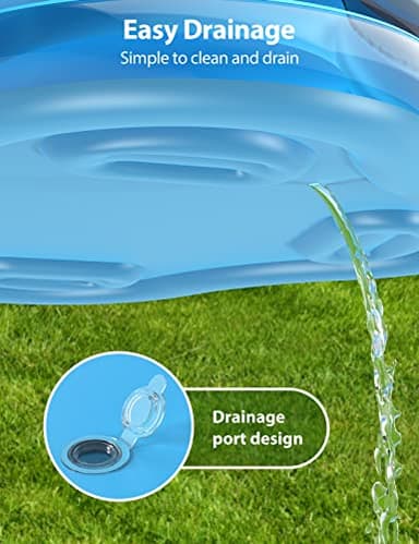 QPAU Inflatable Swimming Pool, Full-Sized Blow Up Pools with Seats and Backrests, Kiddie Pool for Outdoor & Backyard, for Family Summer Time Fun, Jelly Blue - Image 7