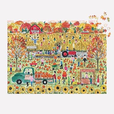 Galison Pumpkin Patch – 1000 Piece Michael Storrings Jigsaw Puzzle Featuring Beautiful Artwork of A Pumpkin Patch During A Fall Day - Image 5