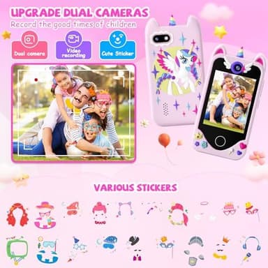 Kids Smart Phone for Girls Gifts - Toddler Christmas Birthday Gift for Age 3 4 5 6 Year Old, Kids Cell Phone Toy with Touchscreen, Dual Cameras, Learning, Kid Mp3 Player, Games with 32 GB Card - Image 5