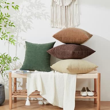 GAWAMAY Decorative Square Throw Pillow Covers 22x22 Inch Set of 2, Super Soft Chenille Pillows Farmhouse Fall Pillowcase for Living Room Bedroom Sofa Couch Cushion Cover Coffee 55x55cm (No Inserts) - Image 9