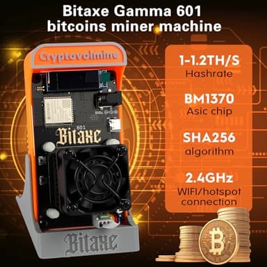 Bitcoins Miner Bitaxe Gamma 601 BM1370 Asic Chip 1.2TH/s Solo Miner 18W Energy Efficiency 2.4G WiFi Home Use BTC Miner Low Noice Crypto Miner Include PSU with Open Source, Updated Software,Orange - Image 5