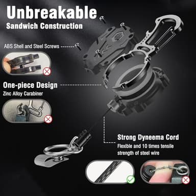 Autonomier 2Pack Heavy Duty Retractable Keychain, Tactical ID Badge Holder Reel Carabiner Clip with Magnetic Closure for Men, Unbreakable Sandwich Construction with 31" Dyneema Cord, Bearing 25oz - Image 2