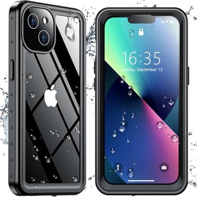 SPIDERCASE for iPhone 13 Case Waterproof, Built-in Lens & Screen Protector, Full Heavy Duty Protection, 12FT Military Shockproof, Dustproof, Anti-Scratched Phone Case,Black - Image 1
