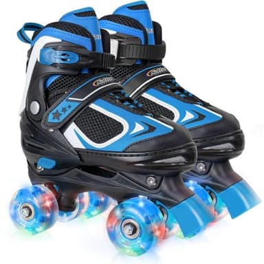 Kids Roller Skates for Boys - Blue for Toddler Little Kids Age 4 5 6 7- Adjustable All Light up Wheels Indoor Outdoor Sports Birthday Gift for Son and Grandson Small(10C-13C) - Image 1
