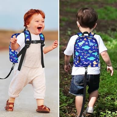 Accmor Toddler Backpack Leash, Cute Dinosaur Kids Backpack with Anti Lost Wrist Link, Mini Child Backpack Leash Walking Harness for Outdoor Travel, Adorable Backpack Tether for Baby Boys 1-3 - Image 6