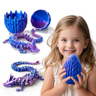 3D Printed Dragon Egg,Dragon Eggs with Dragon Inside,Surprise Dragon Egg Toy,12'' Full Articulated Crystal 3D Dragon,Cool Animals Dino Eggs for 5-7 4-6 8-12 Year Old Boys Kid Girls - Image 1