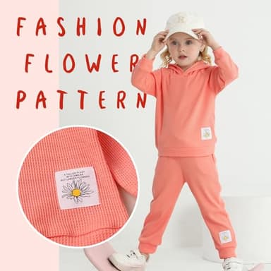 YOUNGER TREE Baby Girl Clothes Toddler Fall Winter Outfits Sweatshirt pants Sweatsuits for Infant Girl Baby Girl Clothing (Solid cotton pink+sunflower,12-18 Months) - Image 4