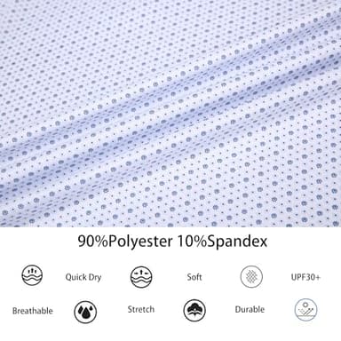 Alex Vando Mens Golf Shirt Moisture Wicking Classic Print Golf Shirts for Men,Eight Blue Dots,S - Image 5