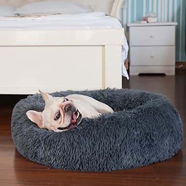 nononfish Puppy Bed for Small Dogs Washable Donut Calming Pet Beds with Anti-Anxiety Fits up to 15 lbs Pets,23 Inches Dark Gray - Image 1