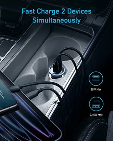 Anker 323 USB C Car Charger Adapter, 52.5W Cigarette Lighter Charger with 30W PowerIQ 3.0 Fast Charging Cable for iPhone 17/17 Pro Max/16/15/14 Series, Galaxy S25/24/23, Pixel, iPad, AirPods and More - Image 6