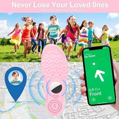 RFUNGUANGO Insoles for Airtag Hidden Holder, Tracker Devise Case for Kids, Comfortable Inserts for Shoes，Pink Rainbow (Pink, 6.89-7.48IN 10 Toddler-12.5 Toddler) - Image 5