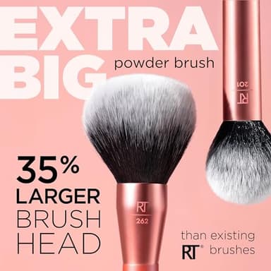 Real Techniques Extra Big Powder Brush, Large Makeup Brush For Powder, Fluffy Head For All-Over Setting, XL Oversized Brush For Quick Application, Cruelty-Free, Synthetic Bristles, 1 Count - Image 3