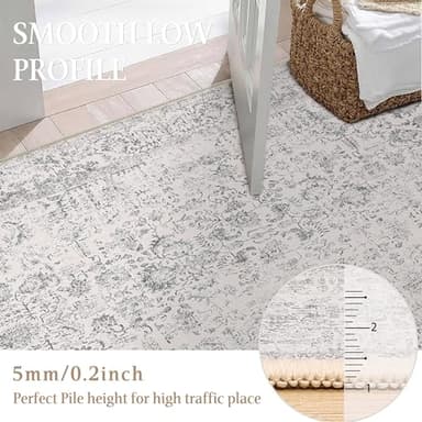 PureCozy Gray Area Rug 6x9 Machine Washable Vintage Living Room Distressed Non Slip Carpet Traditional Indoor Bedroom Grey Retro Floral Accent Throw Large Rug for Office Kitchen Dining Room - Image 5